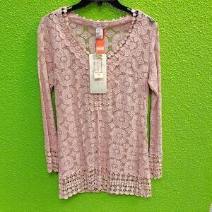 Freeway Pink Lace 3/4 Sleeve Blouse